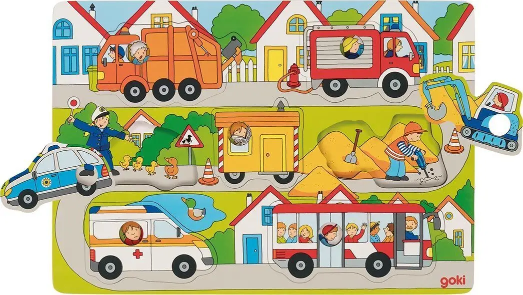 Cover: 4013594574747 | Hintergrundbildpuzzle Auf der Straße (Kinderpuzzle) | goki | Spiel