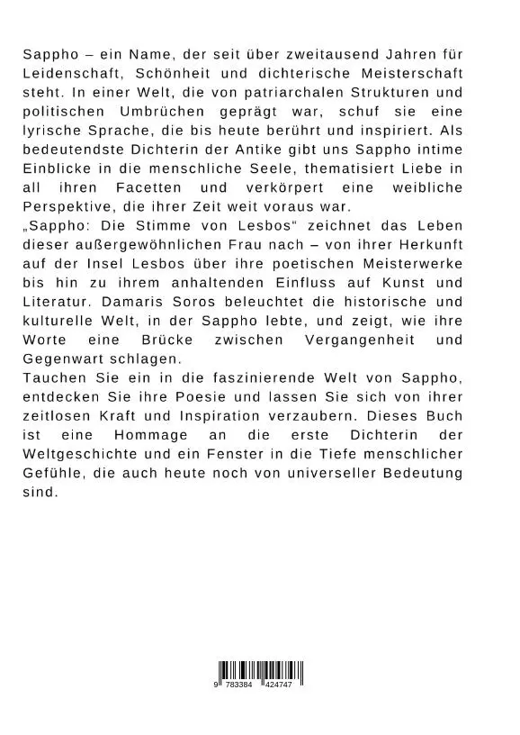 Rückseite: 9783384424747 | Sappho: Die Stimme von Lesbos | Damaris Soros | Buch | 220 S. | 2024