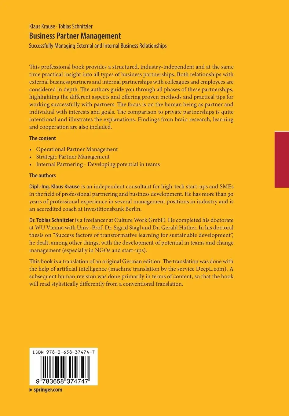 Rückseite: 9783658374747 | Business Partner Management | Tobias Schnitzler (u. a.) | Taschenbuch