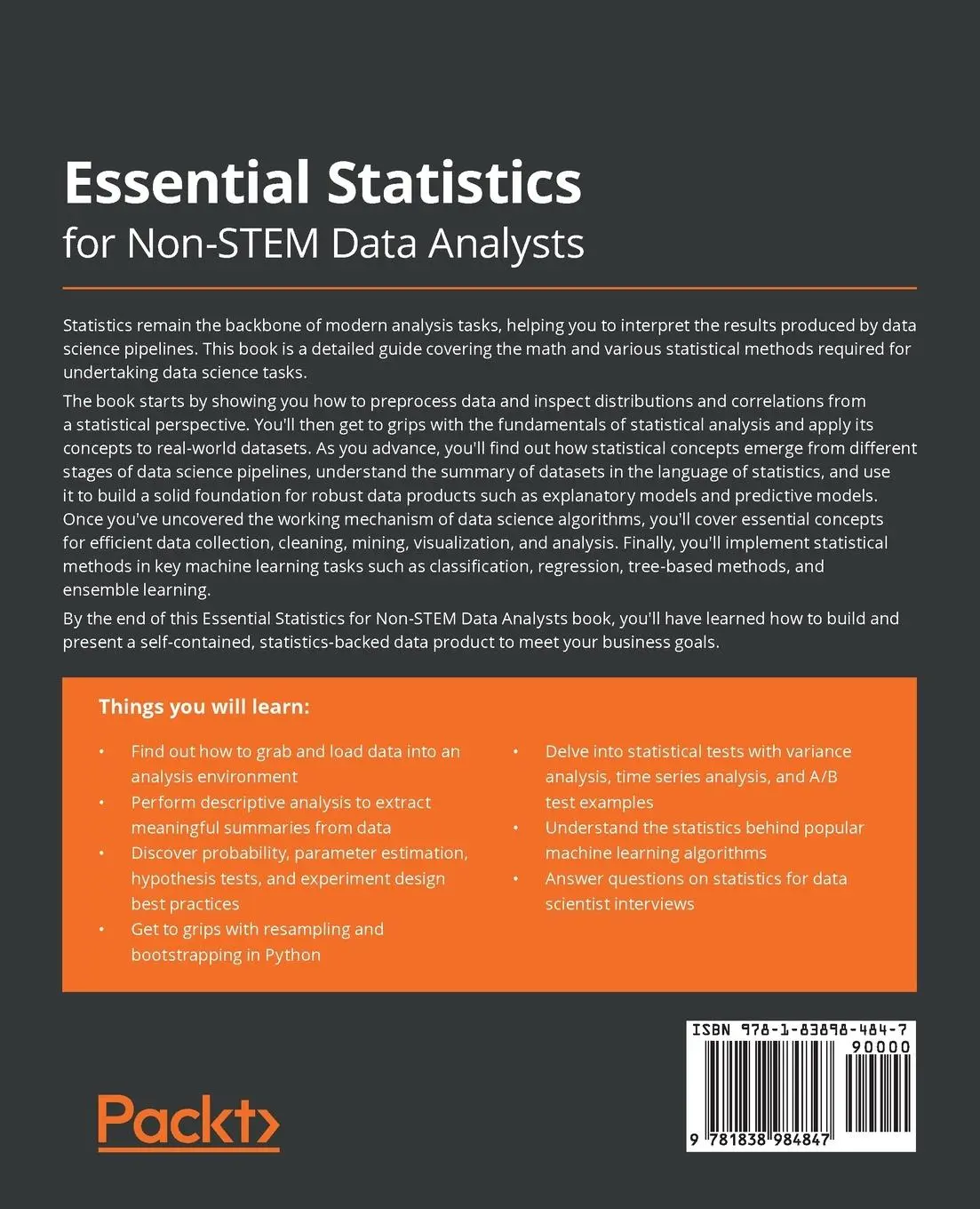 Rückseite: 9781838984847 | Essential Statistics for Non-STEM Data Analysts | Rongpeng Li | Buch