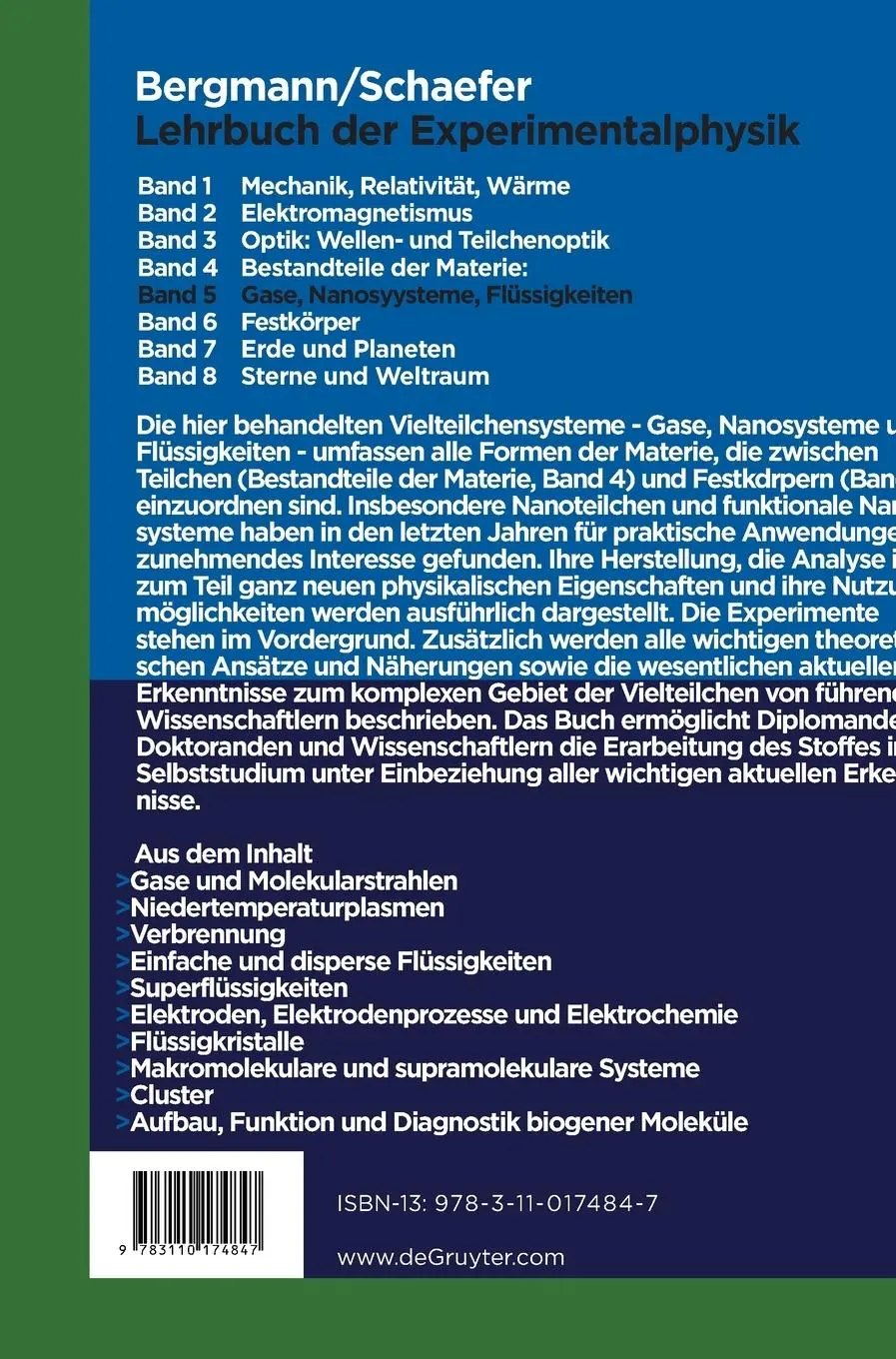 Rückseite: 9783110174847 | Gase, Nanosysteme, Flüssigkeiten | Karl Kleinermanns | Buch | XIX