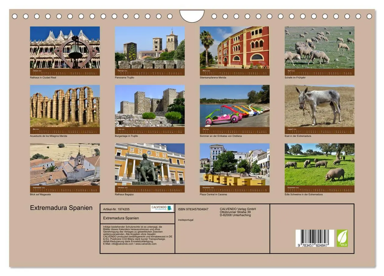Bild: 9783457604847 | Extremadura Spanien (Wandkalender 2026 DIN A4 quer), CALVENDO...