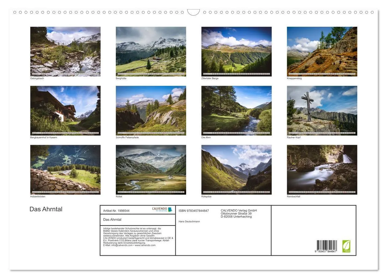 Bild: 9783457844847 | Das Ahrntal (Wandkalender 2026 DIN A2 quer), CALVENDO Monatskalender