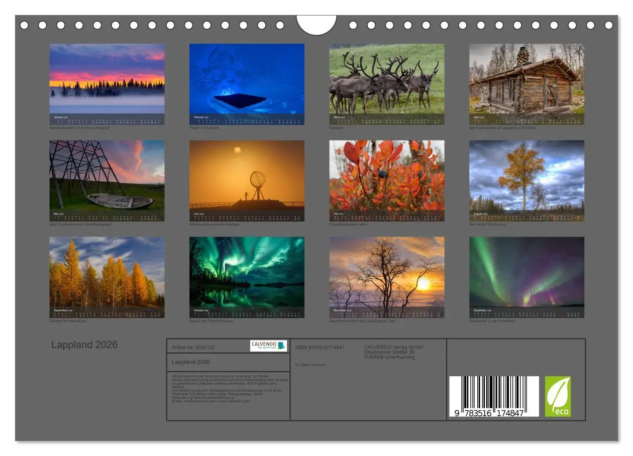 Bild: 9783516174847 | Lappland 2026 (Wandkalender 2026 DIN A4 quer), CALVENDO Monatskalender