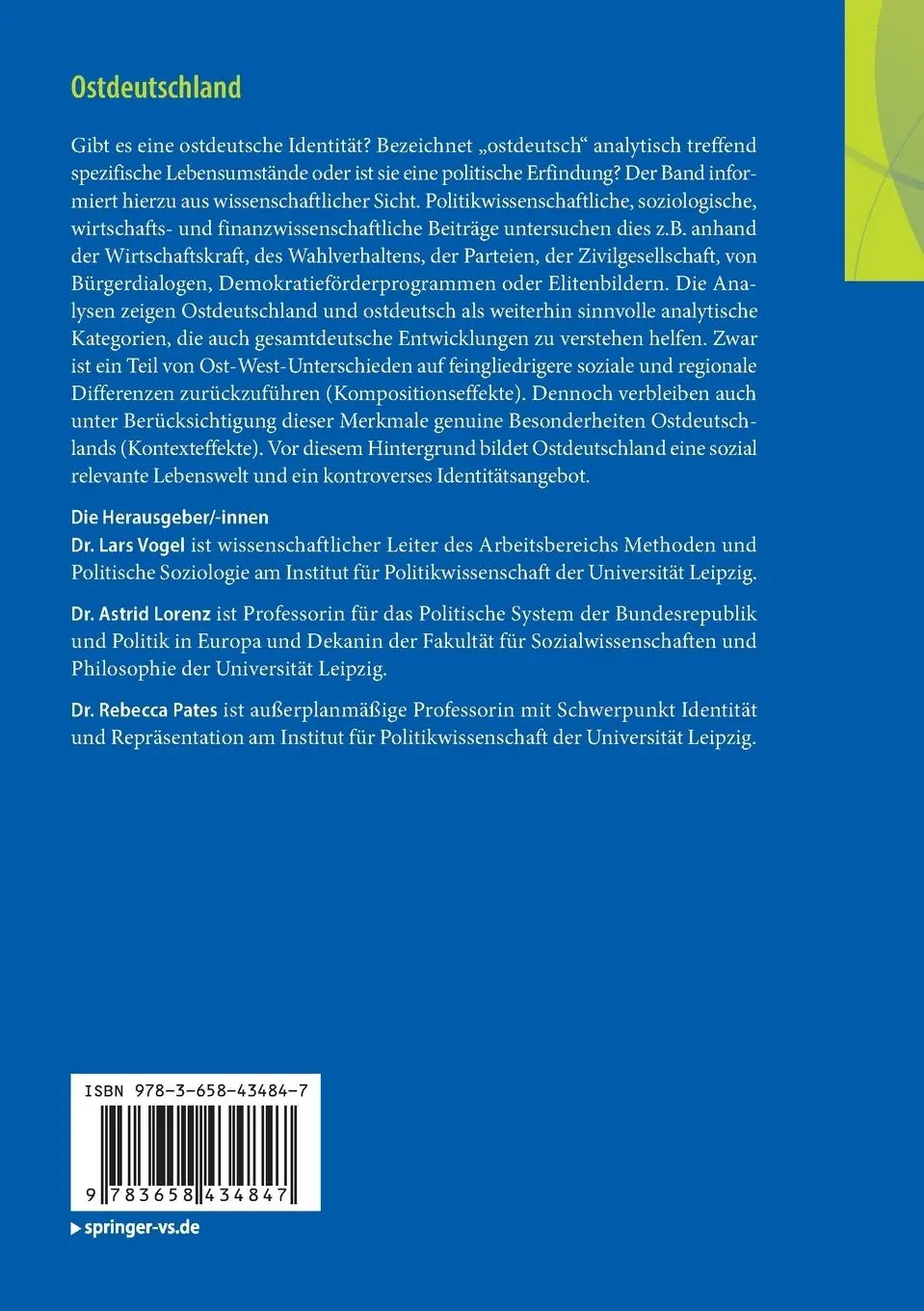 Rückseite: 9783658434847 | Ostdeutschland | Identität, Lebenswelt oder politische Erfindung? | xi