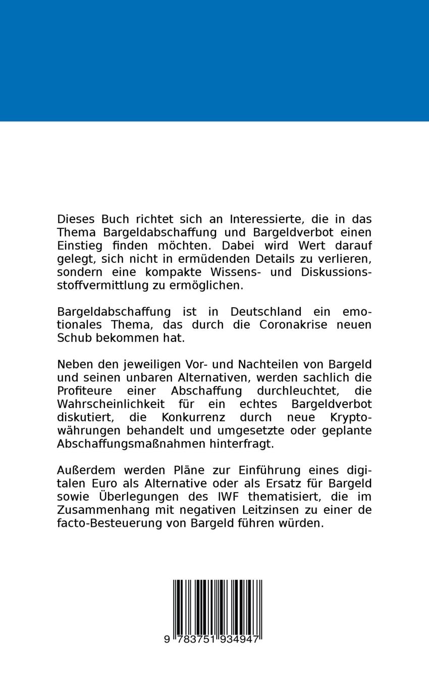 Rückseite: 9783751934947 | Streitfall Bargeldabschaffung | Sebastian Görß | Taschenbuch | 100 S.