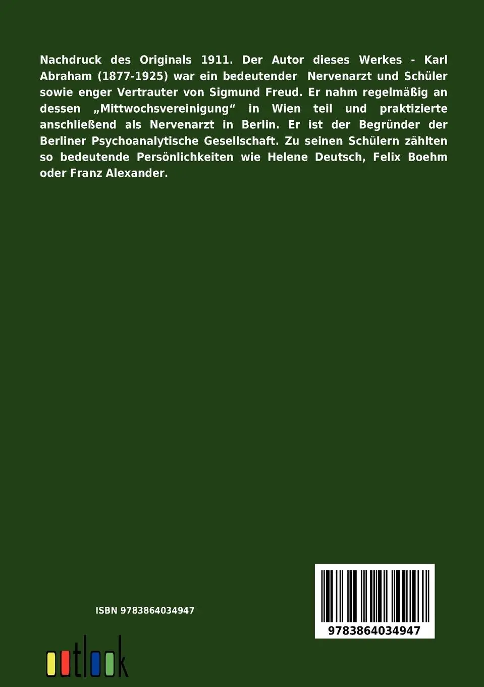 Rückseite: 9783864034947 | Giovanni Segantini | Ein psychoanalytischer Versuch | Karl Abraham