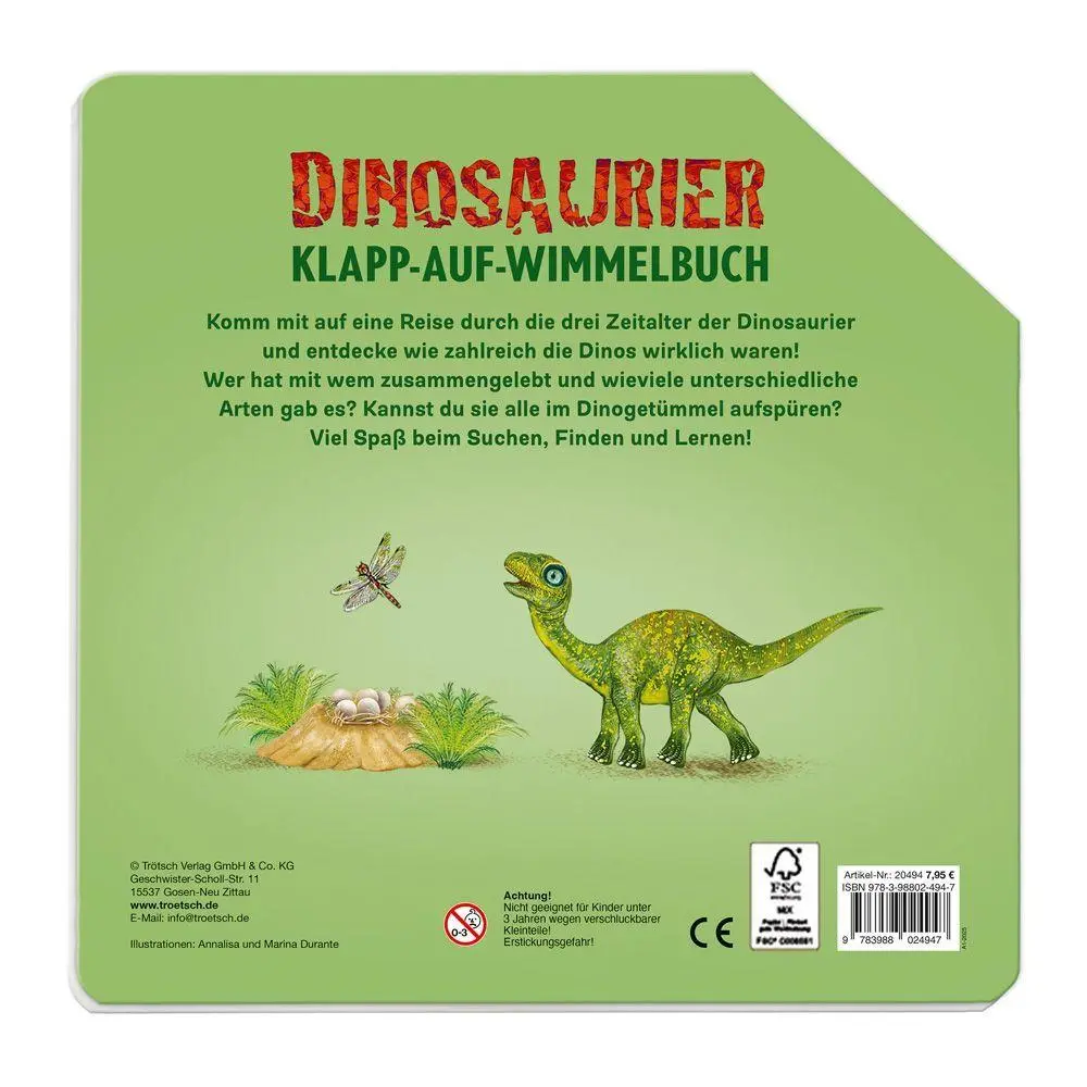 Bild: 9783988024947 | TRÖTSCH - Wimmelbuch Dinosaurier Klapp-auf-Wimmelbuch Ab 3 Jahren
