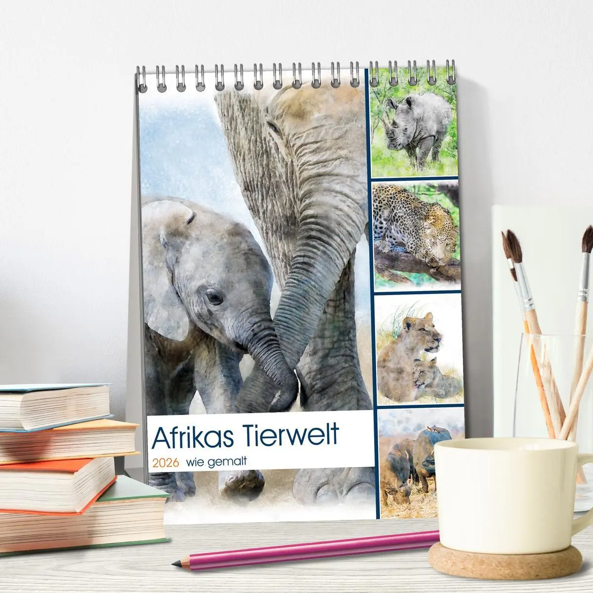 Bild: 9783516365047 | Afrikas Tierwelt - wie gemalt (Tischkalender 2026 DIN A5 hoch),...