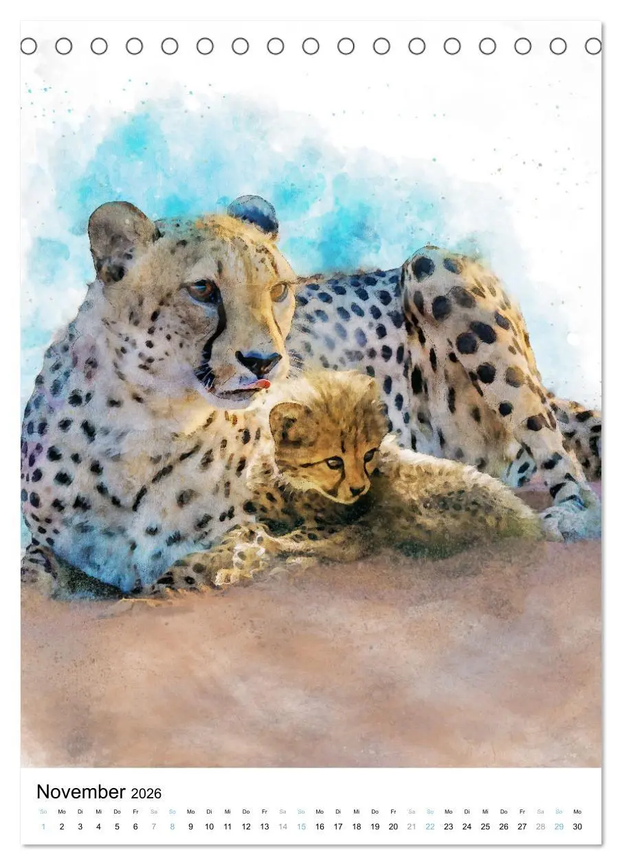 Bild: 9783516365047 | Afrikas Tierwelt - wie gemalt (Tischkalender 2026 DIN A5 hoch),...