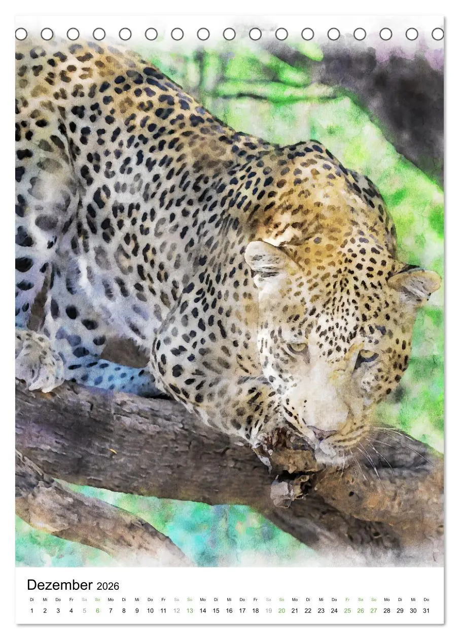 Bild: 9783516365047 | Afrikas Tierwelt - wie gemalt (Tischkalender 2026 DIN A5 hoch),...
