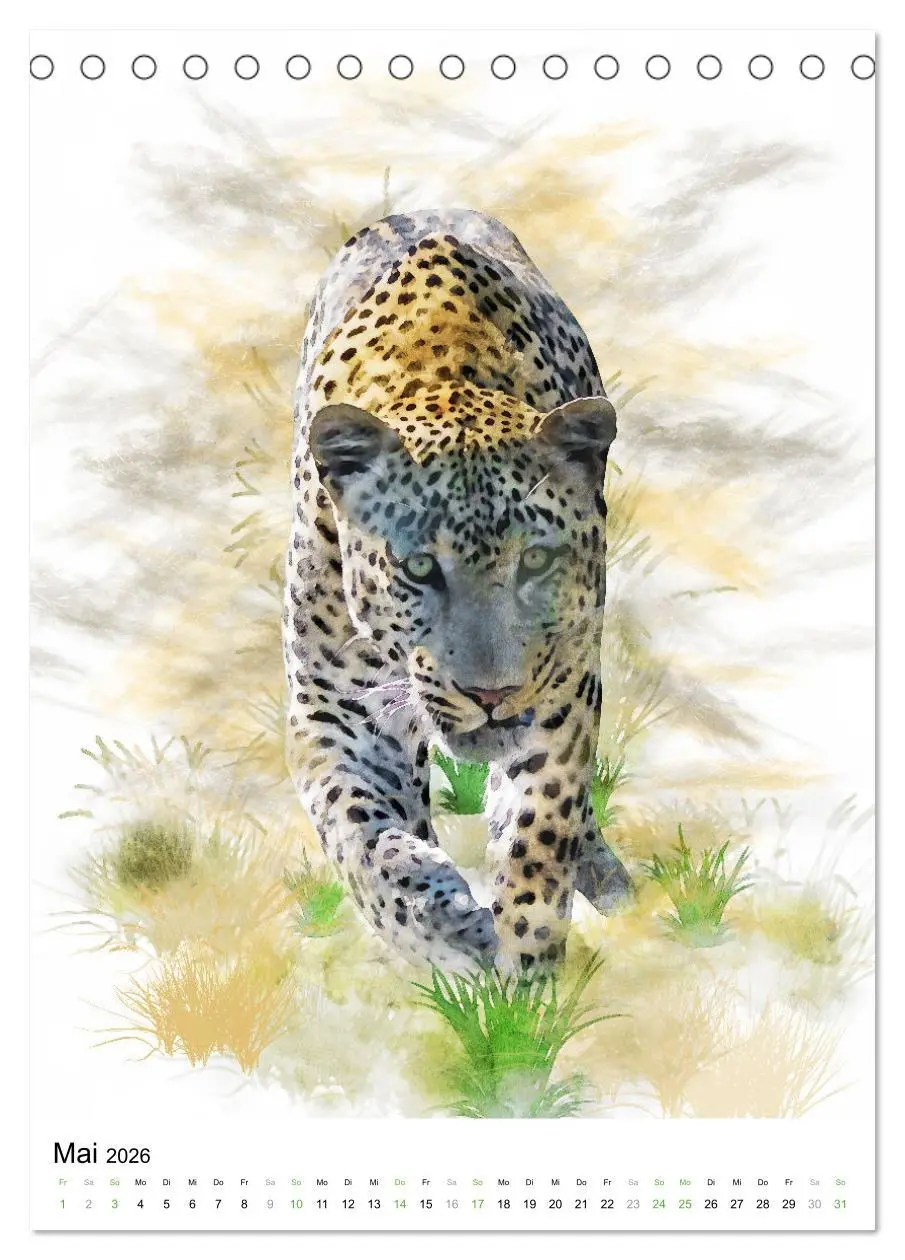 Bild: 9783516365047 | Afrikas Tierwelt - wie gemalt (Tischkalender 2026 DIN A5 hoch),...