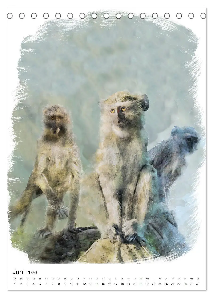 Bild: 9783516365047 | Afrikas Tierwelt - wie gemalt (Tischkalender 2026 DIN A5 hoch),...