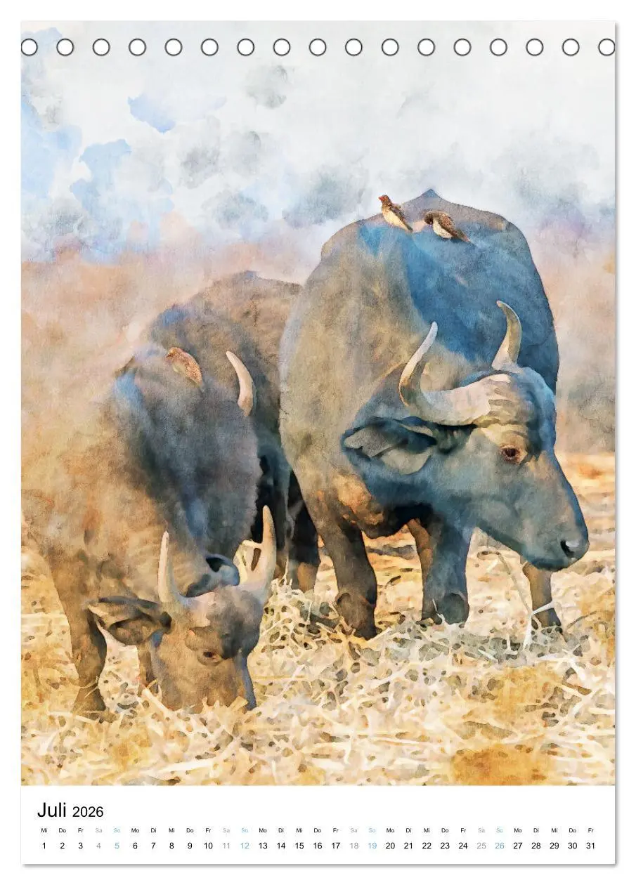 Bild: 9783516365047 | Afrikas Tierwelt - wie gemalt (Tischkalender 2026 DIN A5 hoch),...