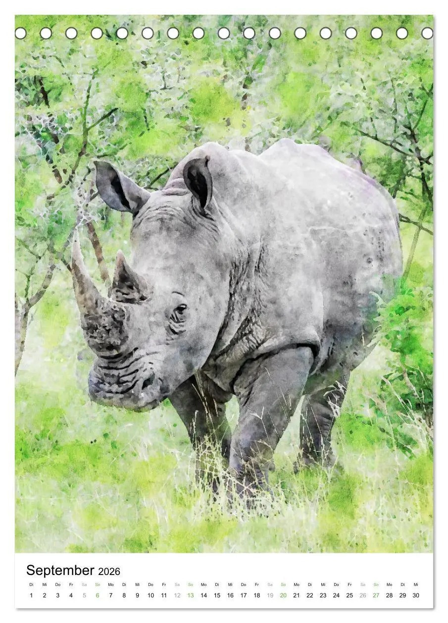 Bild: 9783516365047 | Afrikas Tierwelt - wie gemalt (Tischkalender 2026 DIN A5 hoch),...