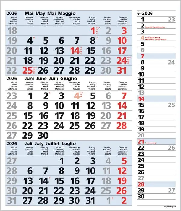 Bild: 9783731885047 | 3-Monats-Planer Combi Blau 2026 | Verlag Korsch | Kalender | 12 S.