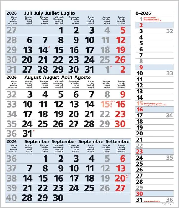 Bild: 9783731885047 | 3-Monats-Planer Combi Blau 2026 | Verlag Korsch | Kalender | 12 S.