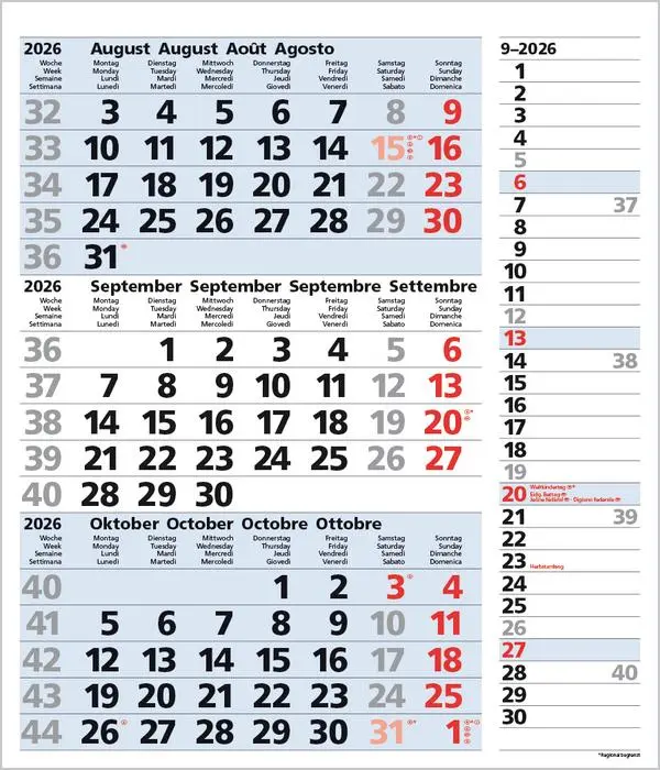 Bild: 9783731885047 | 3-Monats-Planer Combi Blau 2026 | Verlag Korsch | Kalender | 12 S.