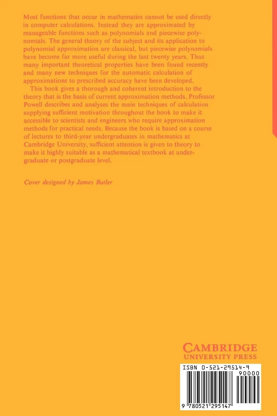 Rückseite: 9780521295147 | Approximation Theory and Methods | M. J. D. Powell | Taschenbuch