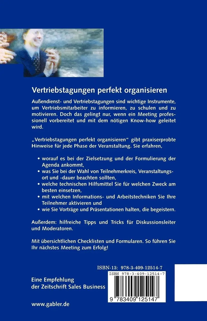 Rückseite: 9783409125147 | Vertriebstagungen perfekt organisieren | Michael Gams | Taschenbuch