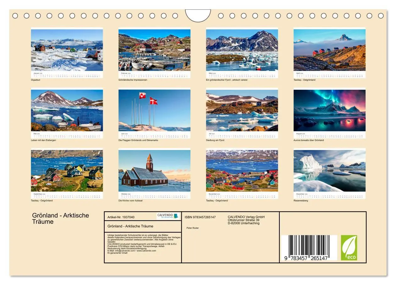 Bild: 9783457265147 | Grönland - Arktische Träume (Wandkalender 2026 DIN A4 quer),...