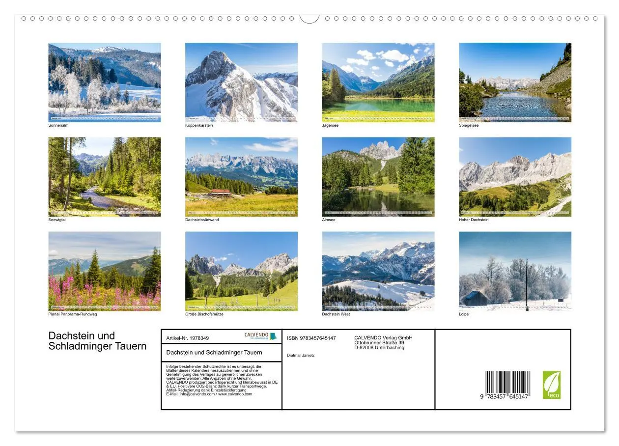 Bild: 9783457645147 | Dachstein und Schladminger Tauern (Wandkalender 2026 DIN A2 quer),...