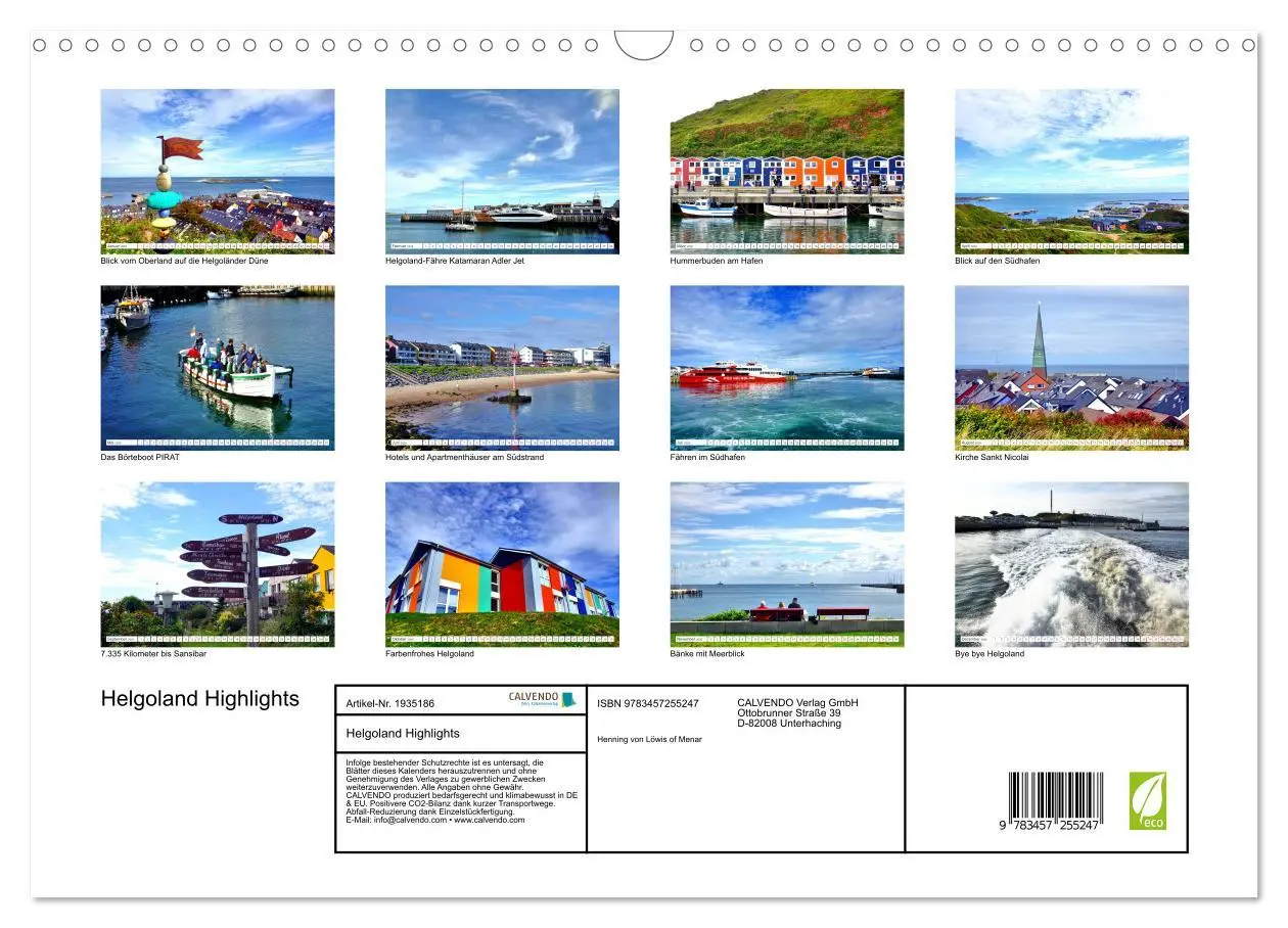 Bild: 9783457255247 | Helgoland Highlights (Wandkalender 2026 DIN A3 quer), CALVENDO...
