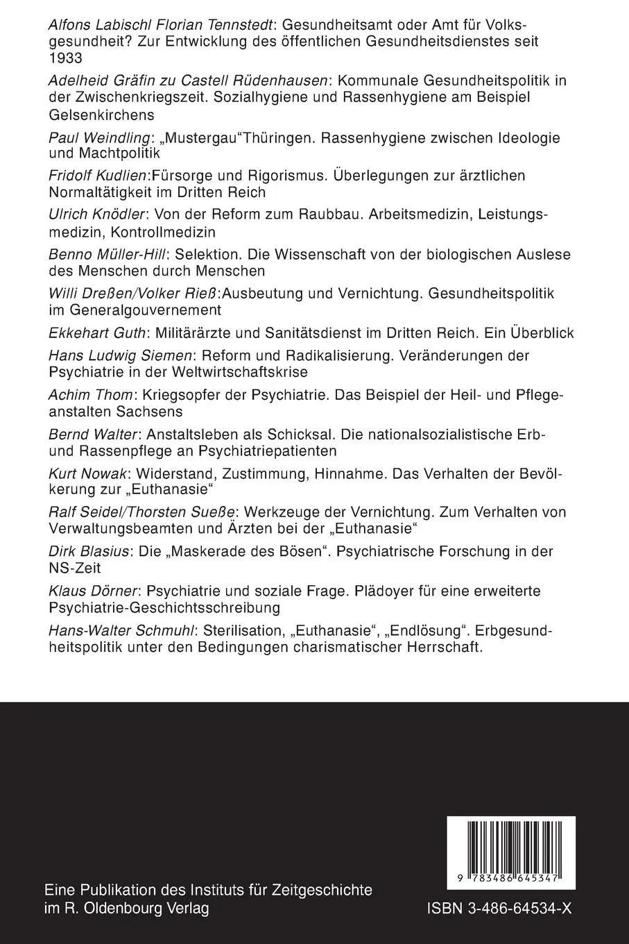 Rückseite: 9783486645347 | Medizin und Gesundheitspolitik in der NS-Zeit | Norbert Frei | Buch