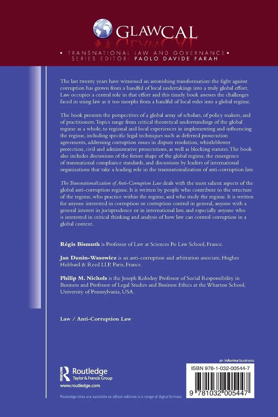 Rückseite: 9781032005447 | The Transnationalization of Anti-Corruption Law | Bismuth (u. a.)