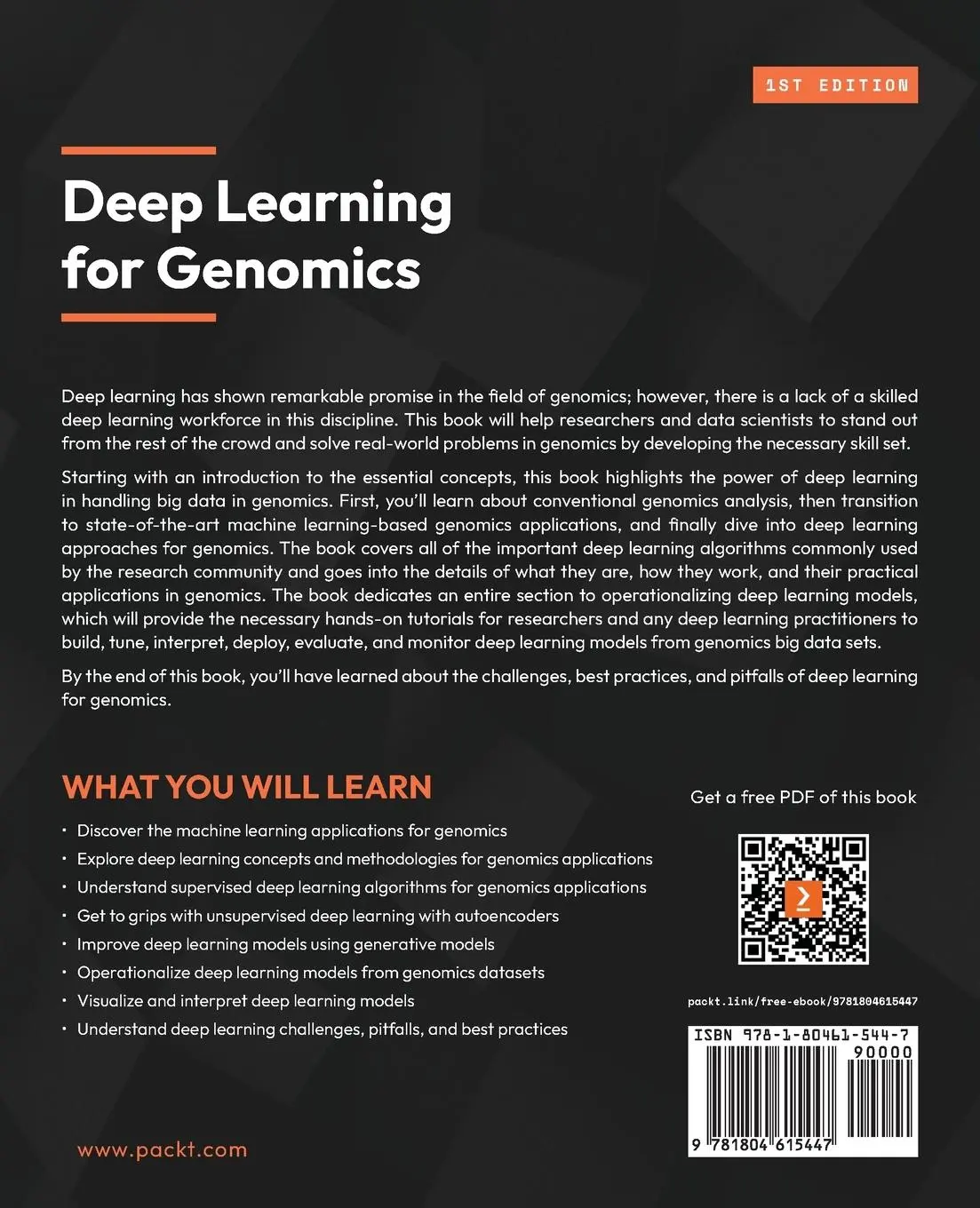 Rückseite: 9781804615447 | Deep Learning for Genomics | Upendra Kumar Devisetty | Taschenbuch