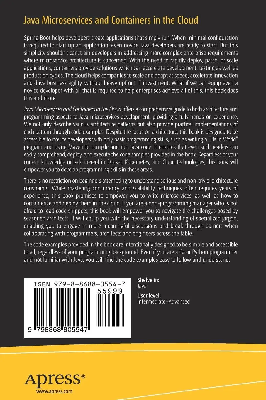 Rückseite: 9798868805547 | Java Microservices and Containers in the Cloud | Christudas | Buch