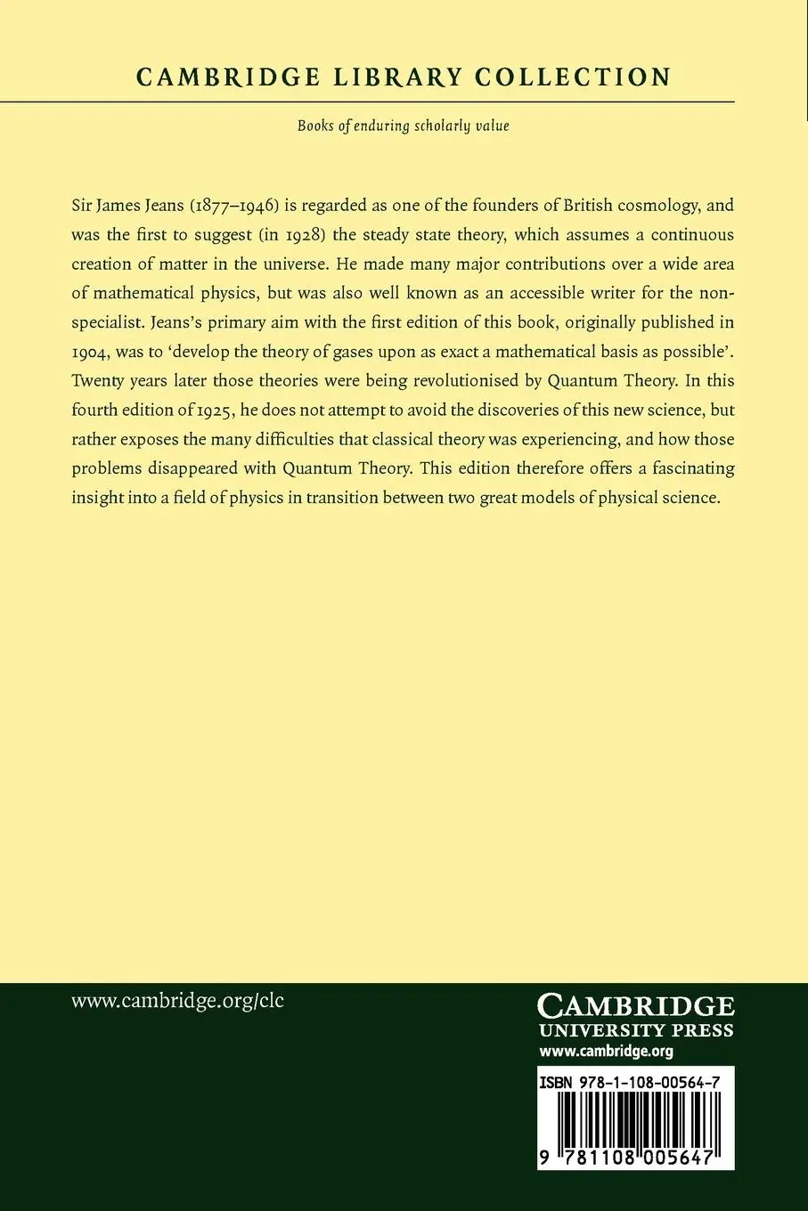 Rückseite: 9781108005647 | The Dynamical Theory of Gases | James Jeans (u. a.) | Taschenbuch