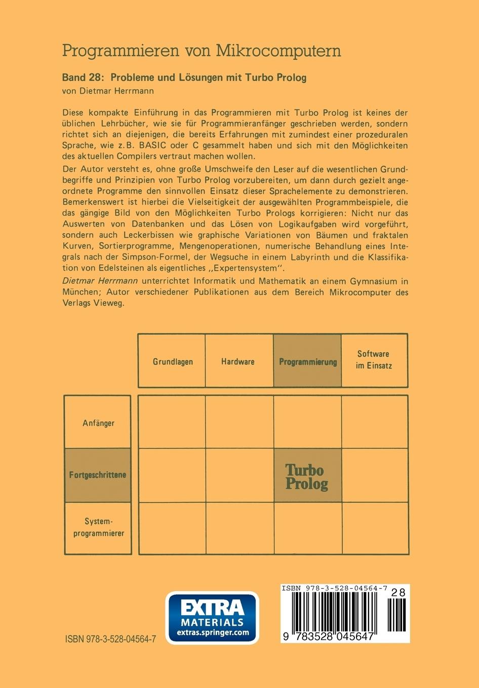 Rückseite: 9783528045647 | Probleme und Lösungen mit Turbo-Prolog | Dietmar Herrmann | Buch