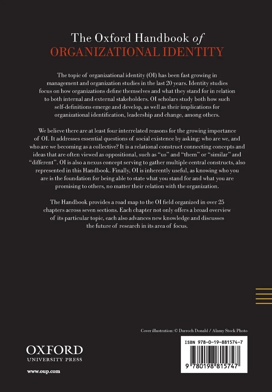 Rückseite: 9780198815747 | The Oxford Handbook of Organizational Identity | Pratt (u. a.) | Buch