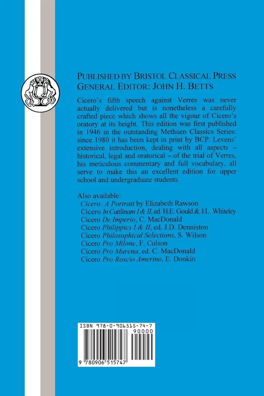Rückseite: 9780906515747 | Cicero | Verrine V | Marcus Tullius Cicero (u. a.) | Taschenbuch