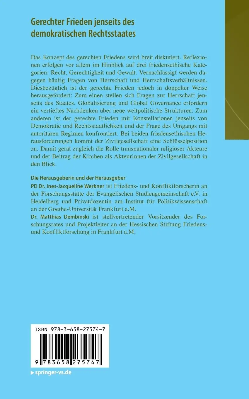 Rückseite: 9783658275747 | Gerechter Frieden jenseits des demokratischen Rechtsstaates | Buch