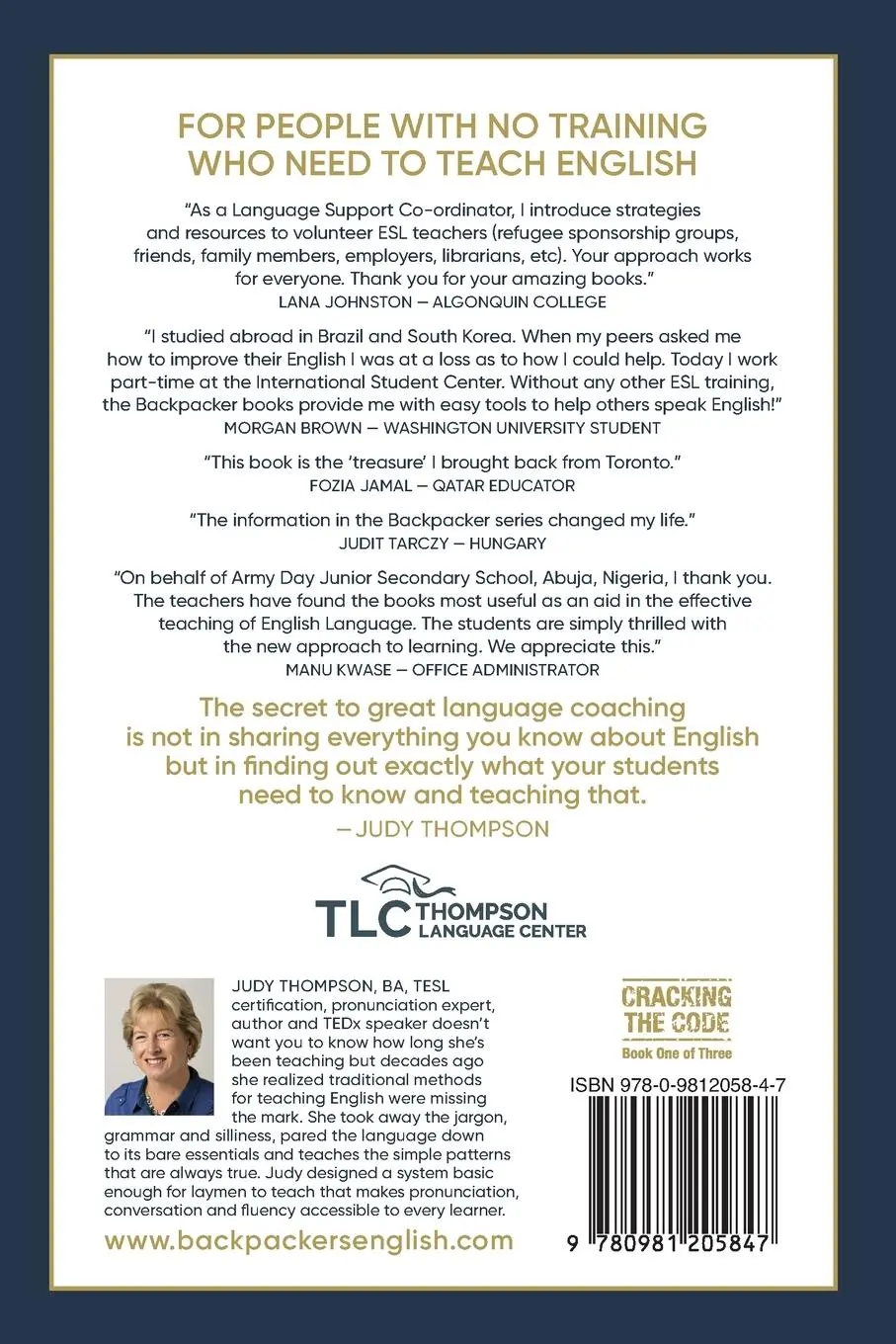Rückseite: 9780981205847 | Backpacker's Guide to Teaching English Book 1 Pronunciation | Thompson