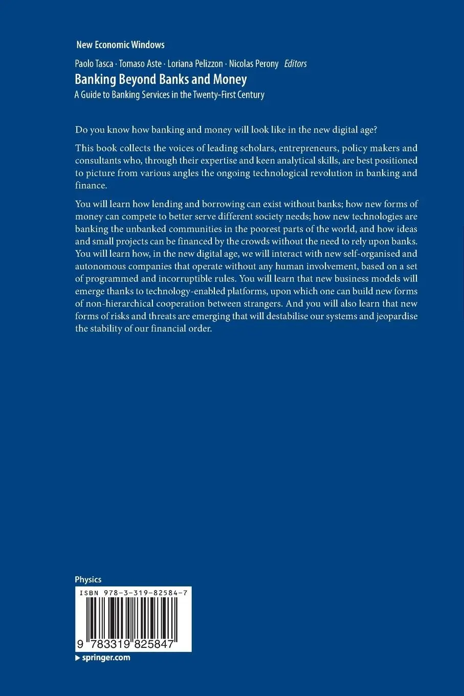 Rückseite: 9783319825847 | Banking Beyond Banks and Money | Paolo Tasca (u. a.) | Taschenbuch