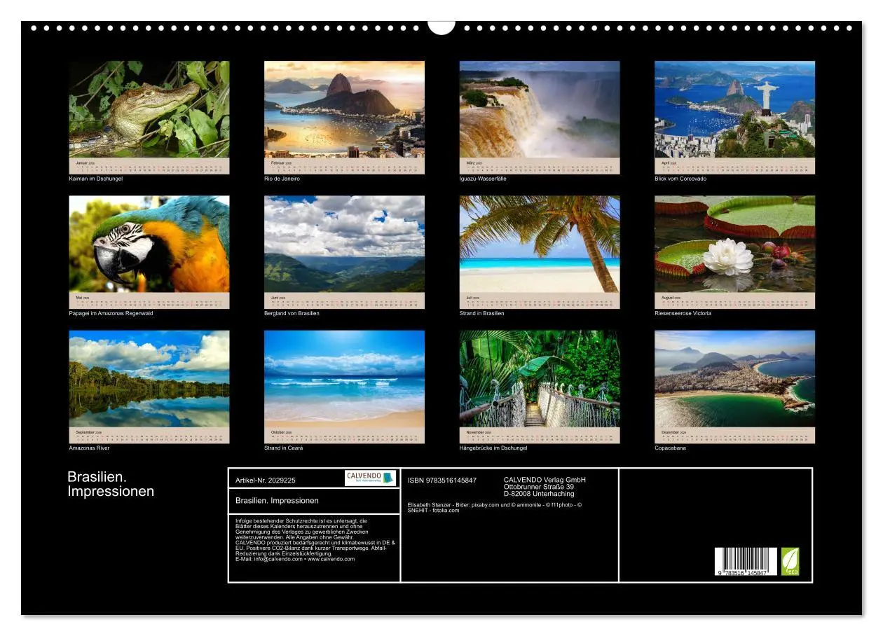 Bild: 9783516145847 | Brasilien. Impressionen (Wandkalender 2026 DIN A2 quer), CALVENDO...