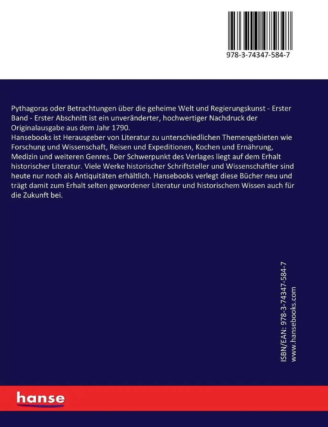 Rückseite: 9783743475847 | Pythagoras oder Betrachtungen über die geheime Welt und...