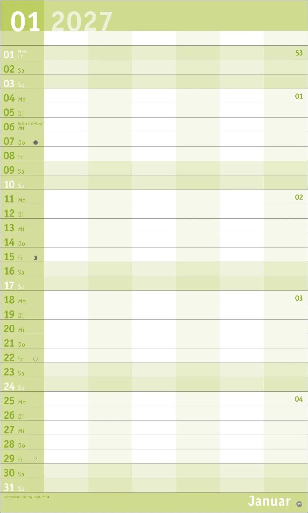 Bild: 9783756415847 | Basic Familienplaner XL 2027 | Heye | Kalender | Basic Planer Heye