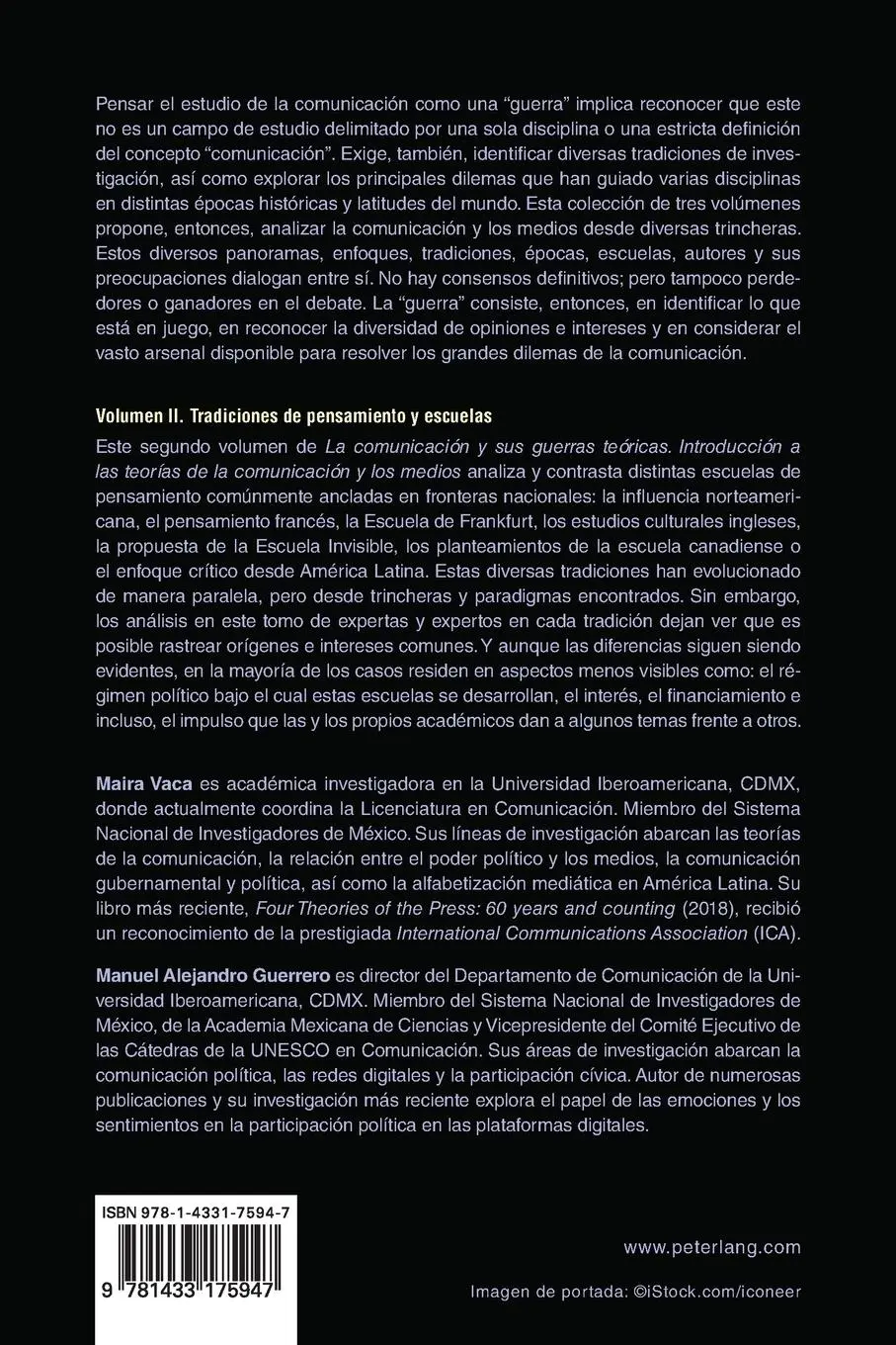 Rückseite: 9781433175947 | La comunicación y sus guerras teóricas. Introducción a las teorías...