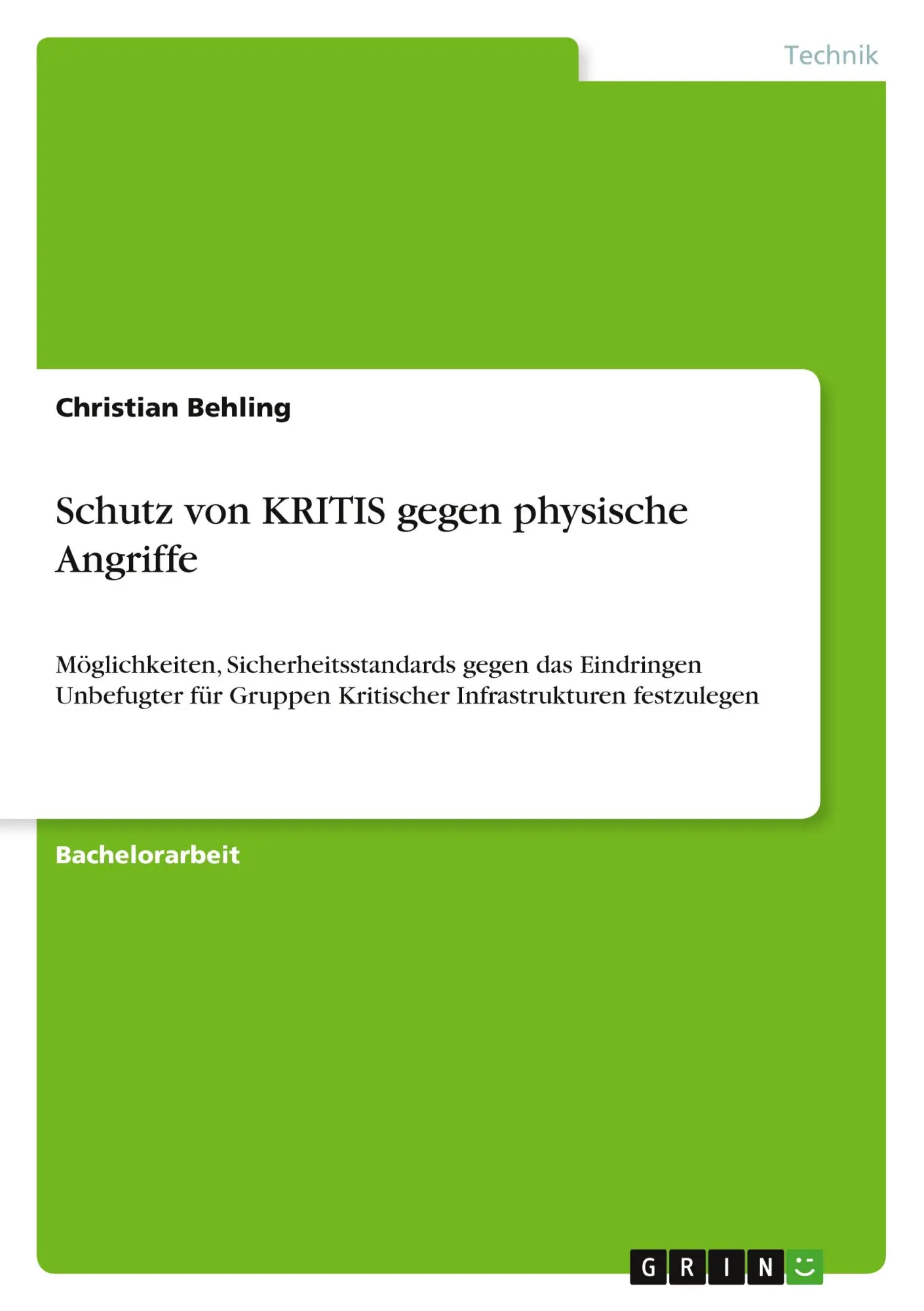 Cover: 9783346785947 | Schutz von KRITIS gegen physische Angriffe | Christian Behling | Buch