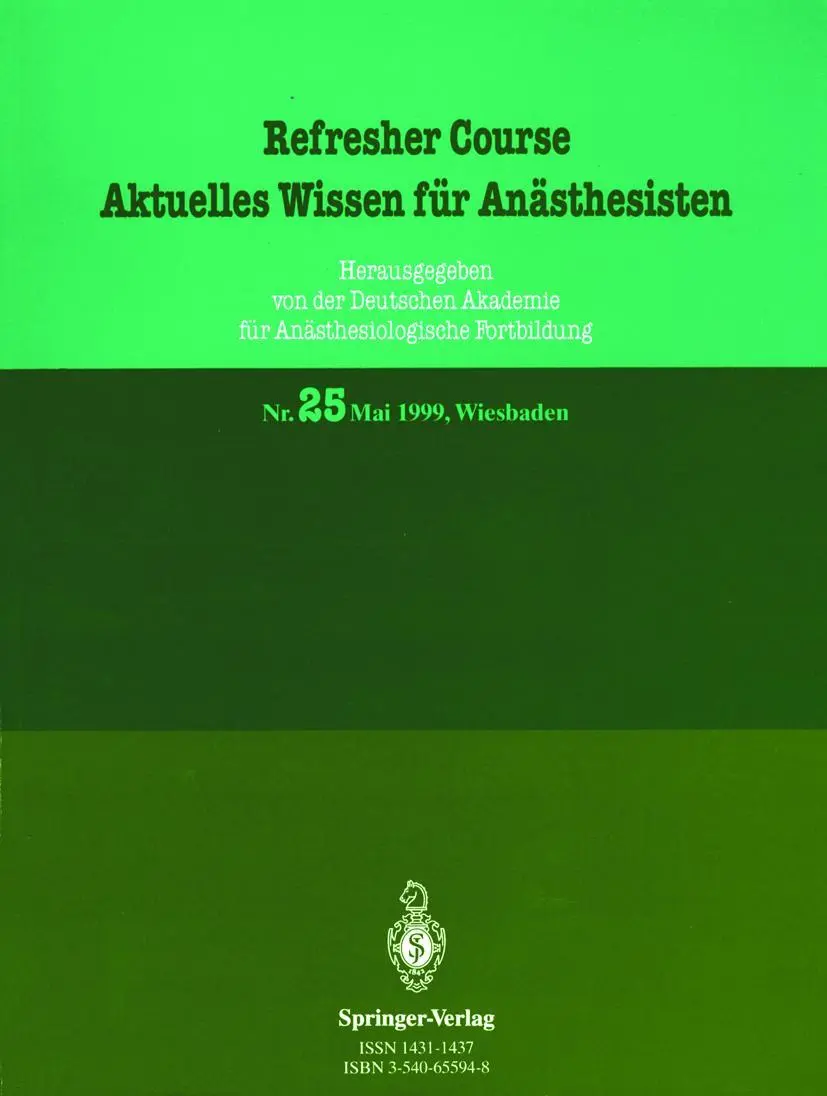 Cover: 9783540655947 | Aktuelles Wissen für Anästhesisten | 5.-8. Mai 1999, Wiesbaden | Buch