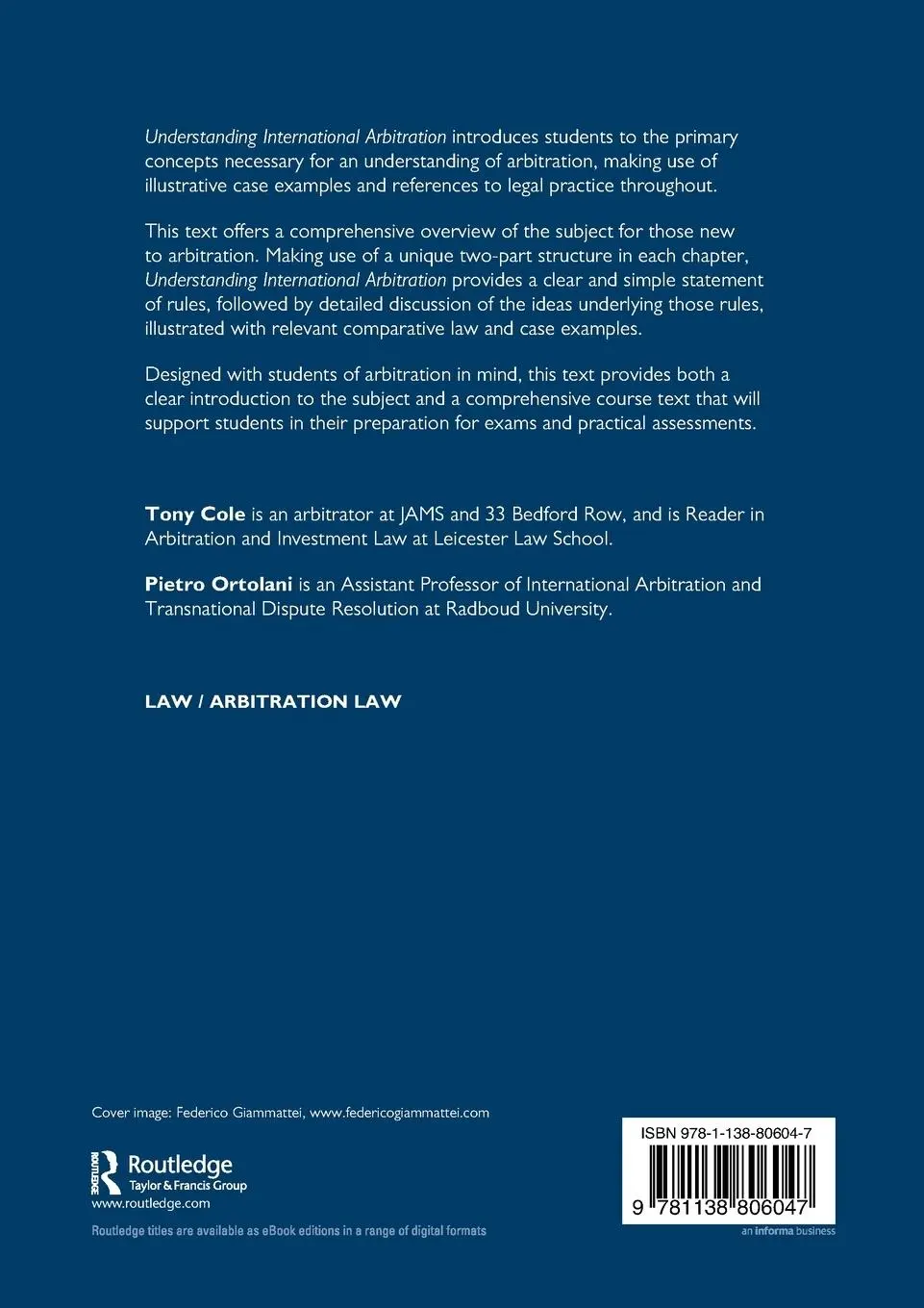 Rückseite: 9781138806047 | Understanding International Arbitration | Tony Cole (u. a.) | Buch