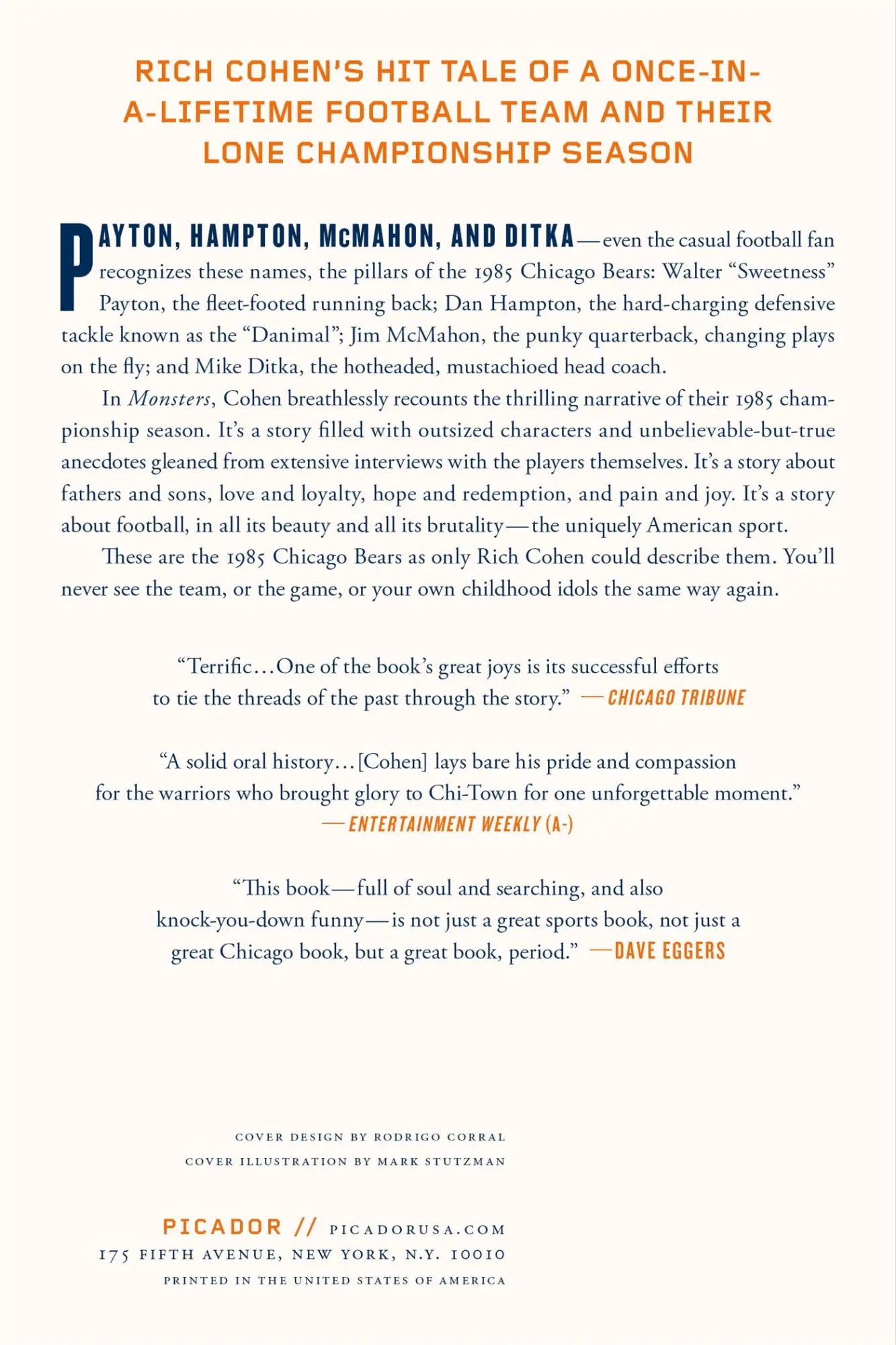 Rückseite: 9781250056047 | MONSTERS | THE 1985 CHICAGO BEARS AN | Rich Cohen | Taschenbuch | 2014