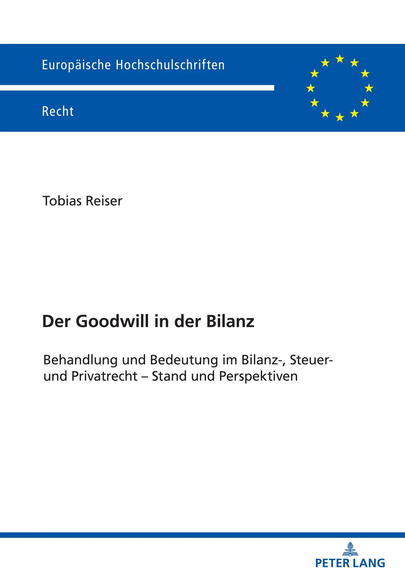 Der Goodwill in der Bilanz: Behandlung und Bedeutung im Bilanz-, Steuer- und Privatrecht ¿ Stand und Perspektiven (Europäische Hochschulschriften Recht, Band 6284)