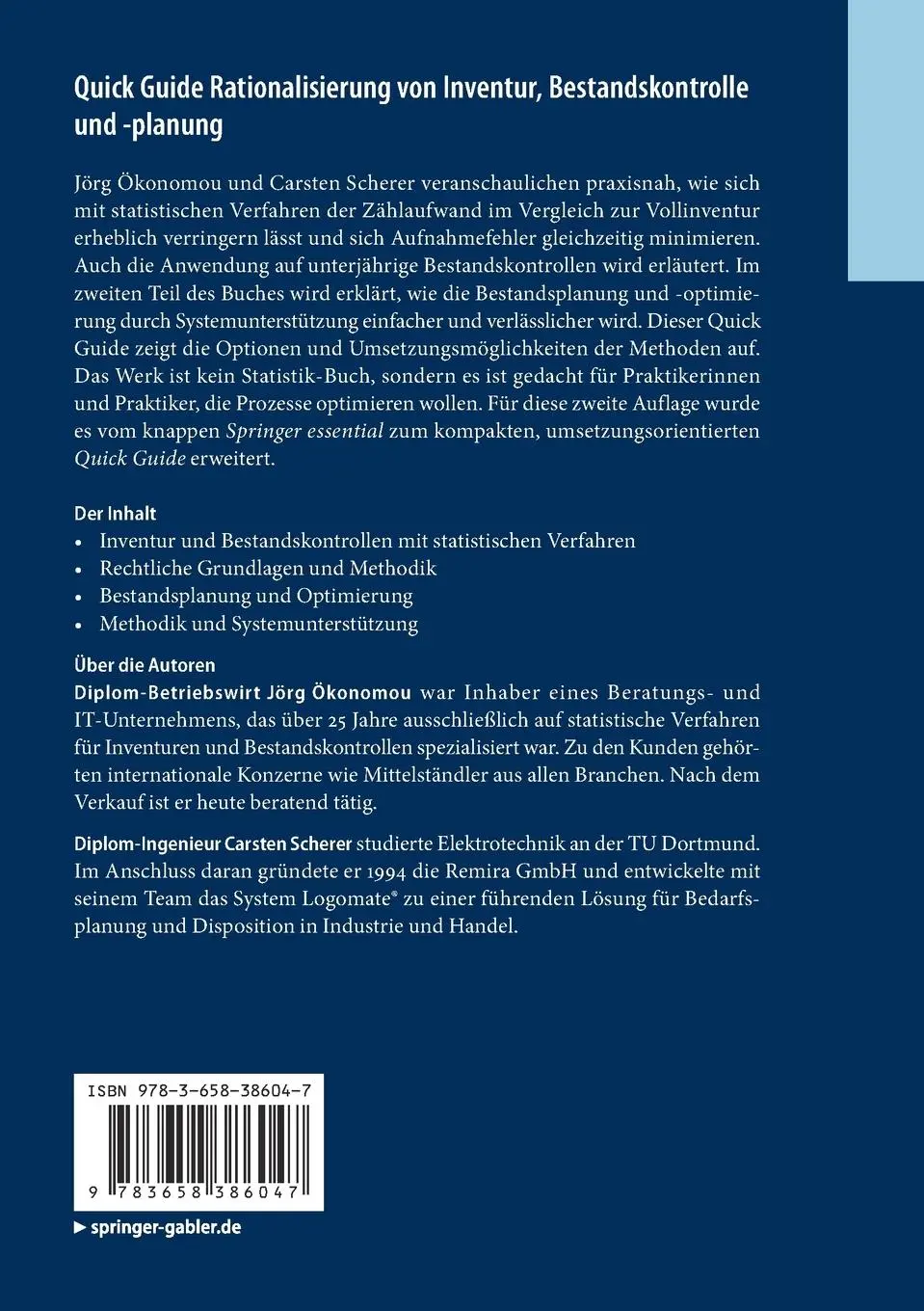 Rückseite: 9783658386047 | Quick Guide Rationalisierung von Inventur, Bestandskontrolle und...