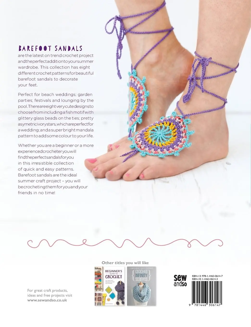 Rückseite: 9781446306147 | Crochet Barefoot Sandals | 8 Crochet Patterns to Make Your Feet Happy
