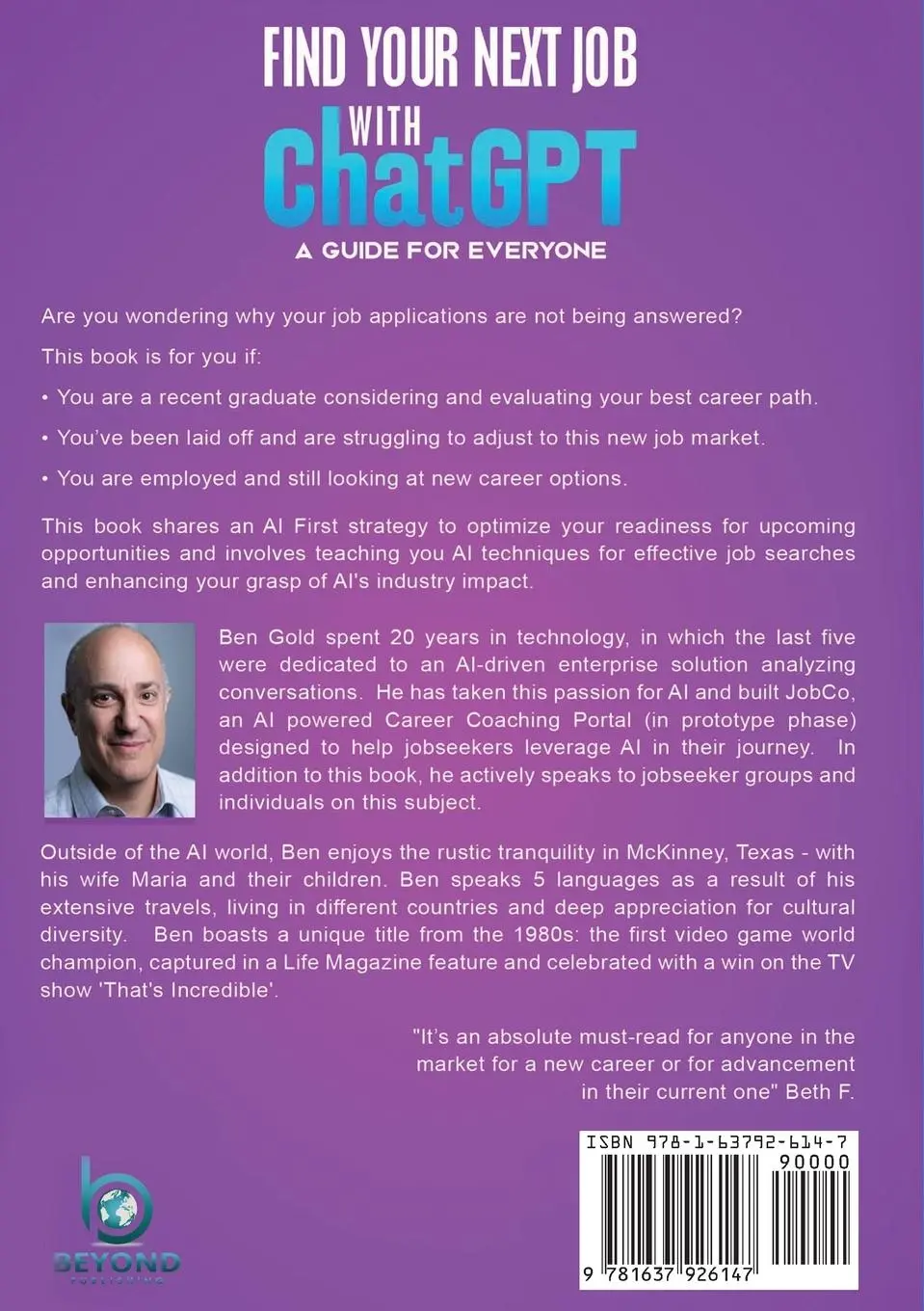 Rückseite: 9781637926147 | Finding Your Next Job with Chat GPT | A Guide for Everyone | Ben Gold